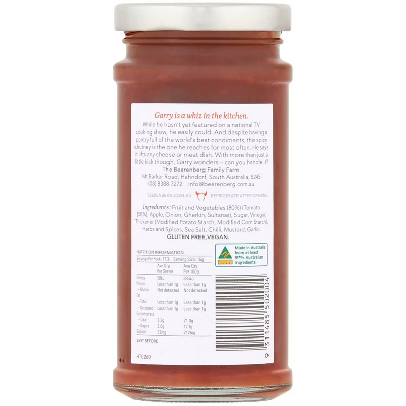 Beerenberg Hot Tomato Chutney 260g