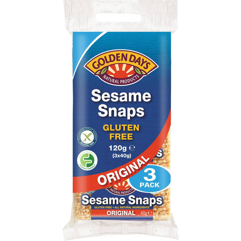 Golden Days Snacks Sesame Snaps 3x40g Pack 120g