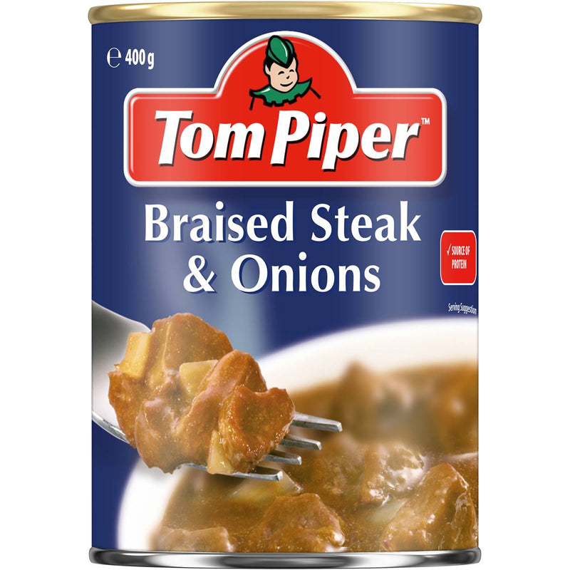 Tom Piper Braised Steak & Onions Canned Meal 400g