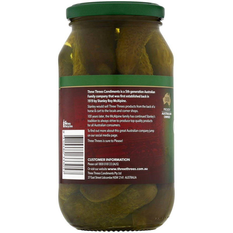 Three Threes Sweet Spiced Gherkins 540g