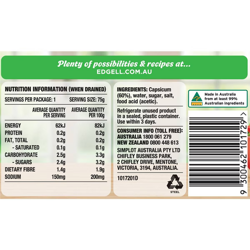 Edgell Diced Capsicum Diced 125g