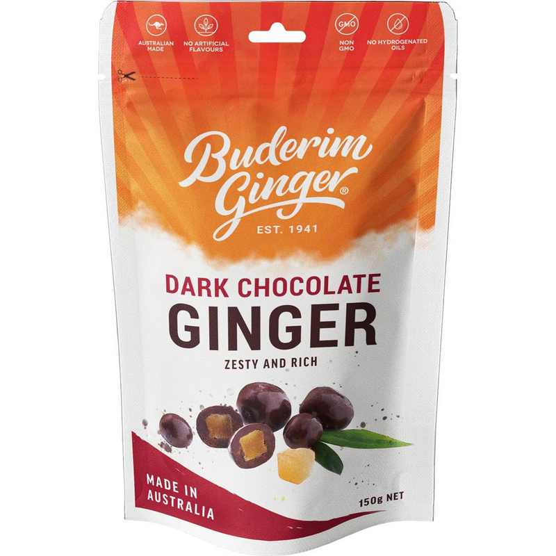 Buderim Dark Chocolate Coated Ginger 150g