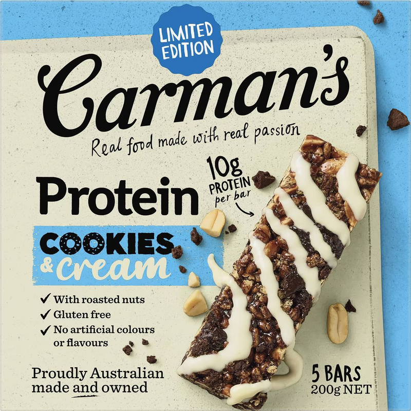 Carman's Limited Edition Cookies & Cream Bars 5 Pack 200g