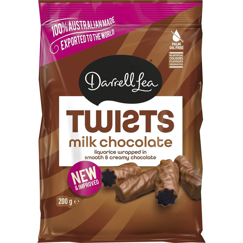 Darrell Lea Twists Milk Chocolate Original Liquorice 200g