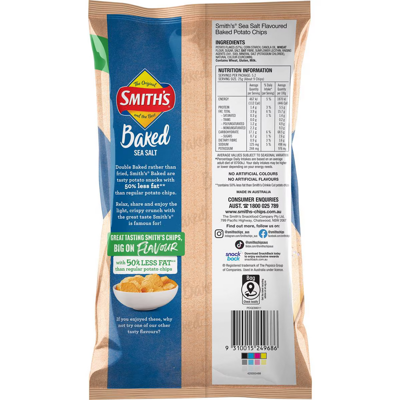 Smith's Oven Baked Chips Sea Salt 130g