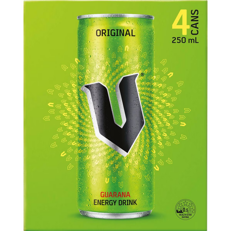 V Energy Drink Original Guarana 250ml - 4 Pack