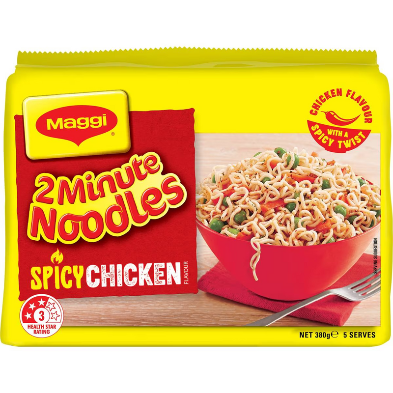 Maggi 2 Minute Spicy Chicken Instant Noodles 5 Pack 380g