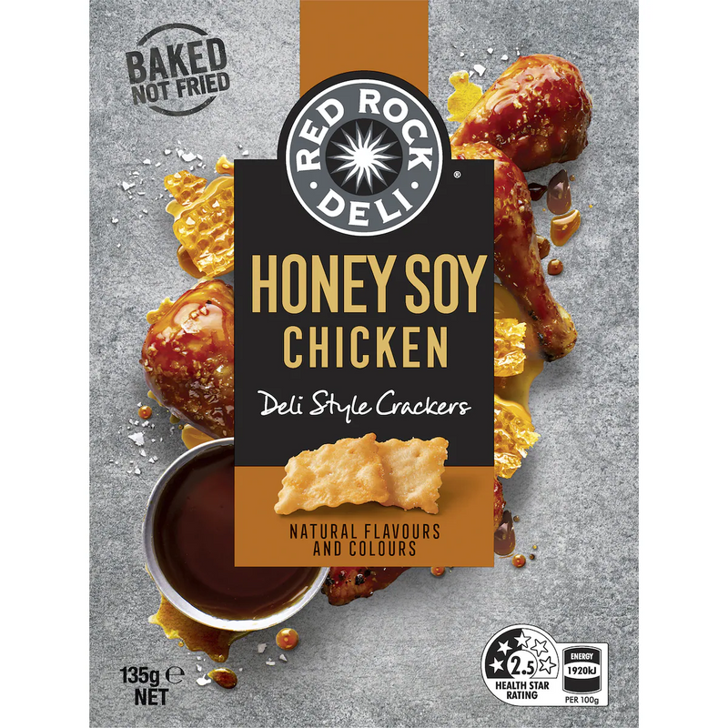 Red Rock Deli Biscuit Crackers Share Pack Honey Soy & Chicken 135g