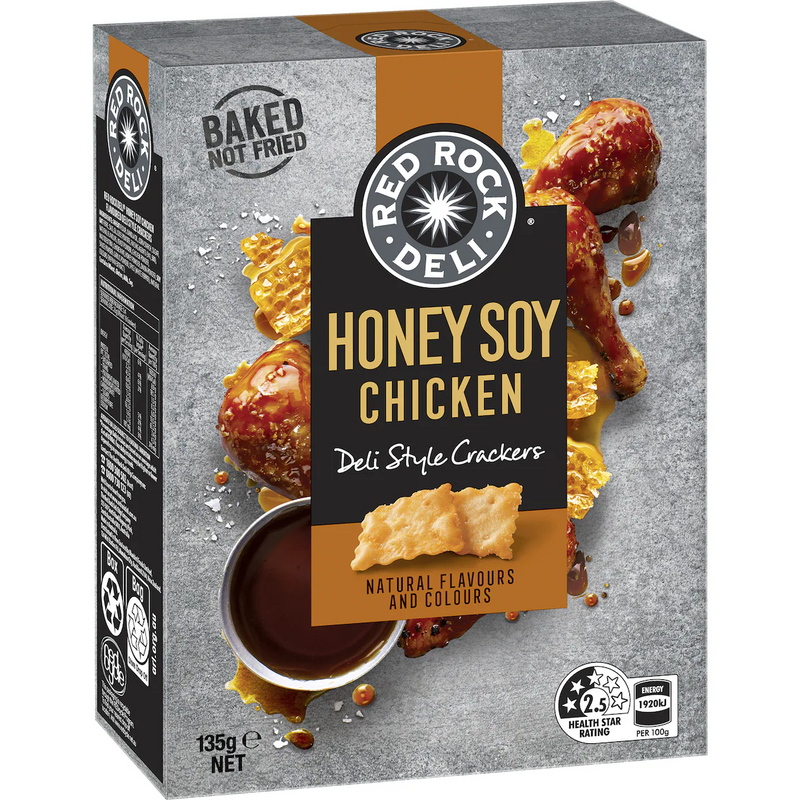 Red Rock Deli Biscuit Crackers Share Pack Honey Soy & Chicken 135g