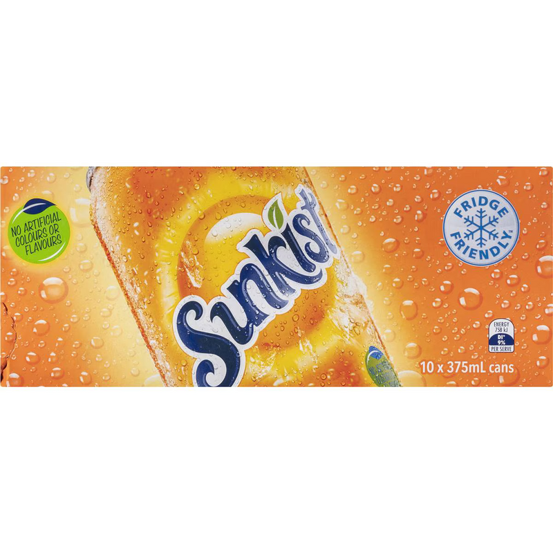 Sunkist Orange Soft Drink 375ml - 10 Pack