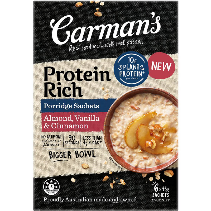 Carman's Porridge Sachets Protein Rich Almond, Vanilla & Cinnamon 270g