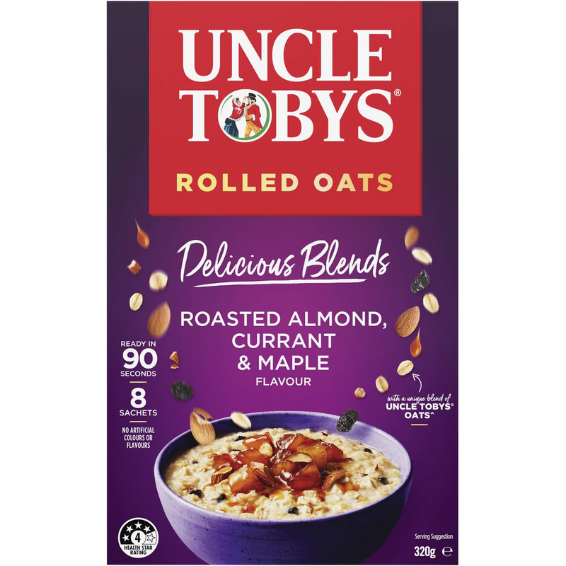 Uncle Tobys Rolled Oats Delicious Blends Almond, Currant & Maple 320g