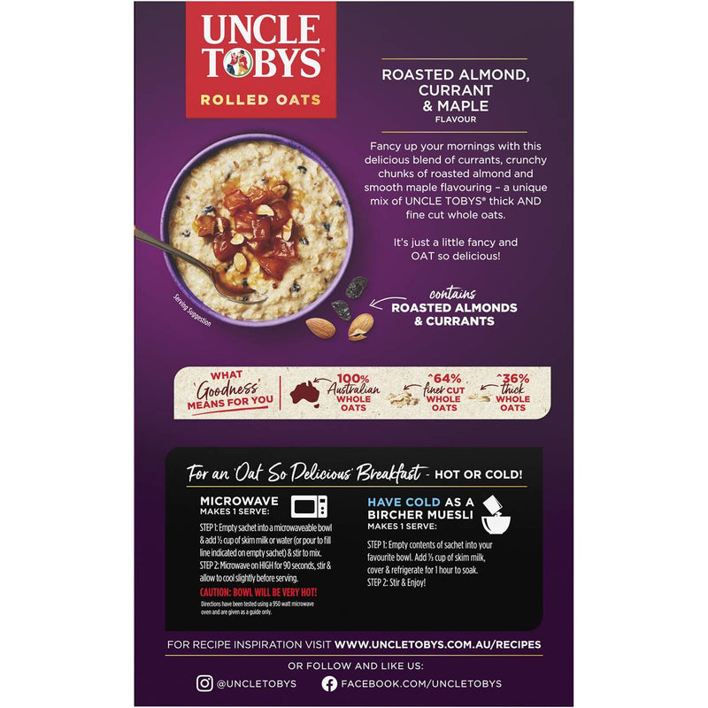 Uncle Tobys Rolled Oats Delicious Blends Almond, Currant & Maple 320g