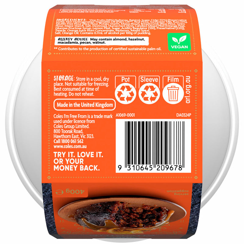 Coles Gluten Free Christmas Pudding 400g