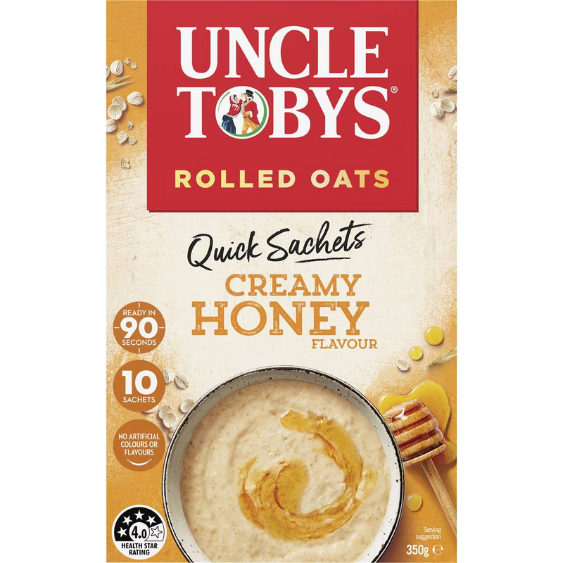 Uncle Tobys Oats Quick Sachets Creamy Honey Porridge 350g