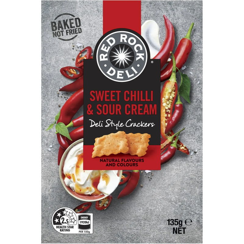 Red Rock Deli Deli Style Crackers Sweet Chilli & Sour Cream 135g