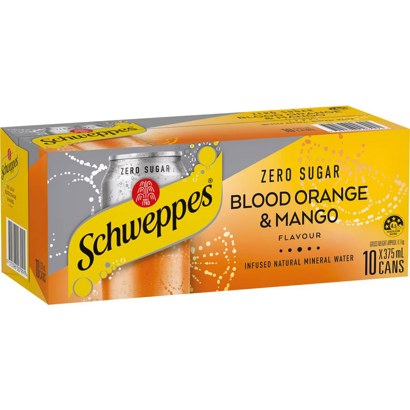 Schweppes Blood Orange Mango Cans 375ml - 10 Pack