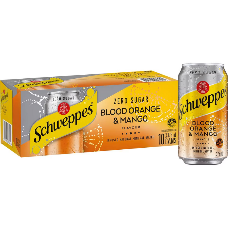 Schweppes Blood Orange Mango Cans 375ml - 10 Pack