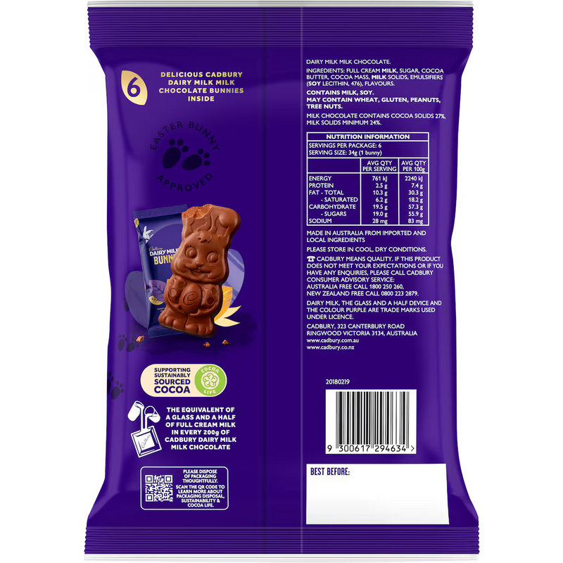 Cadbury Dairy Milk Bunny Sharepack 204g