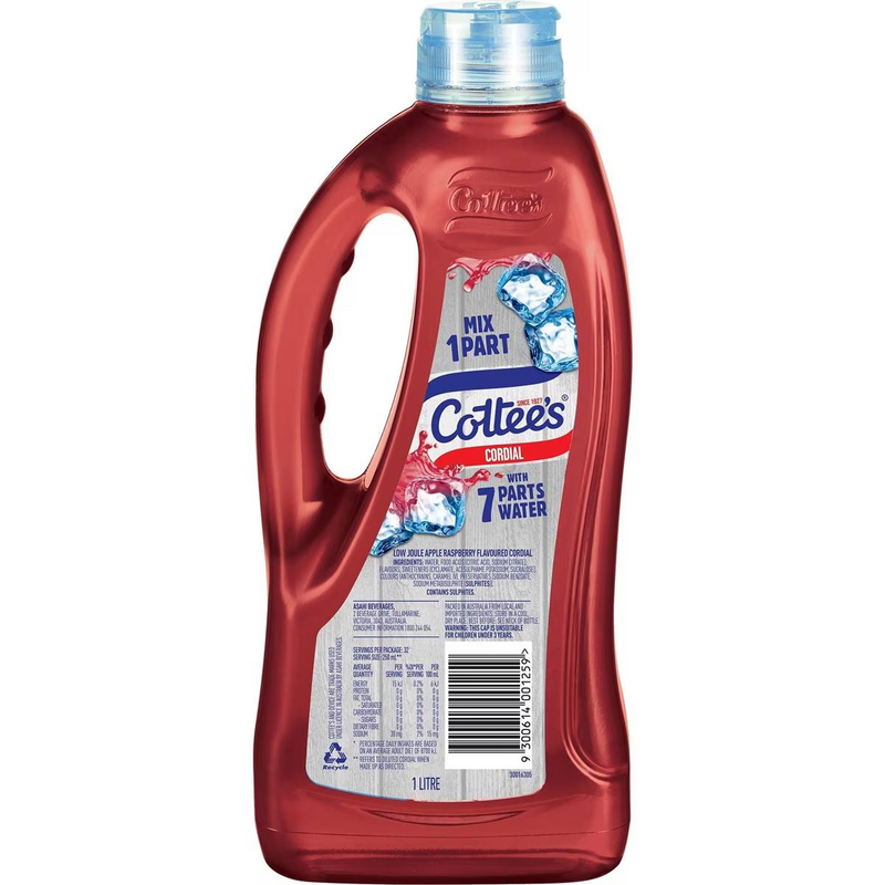 Cottee's Zero Sugar Apple & Raspberry Cordial 1L