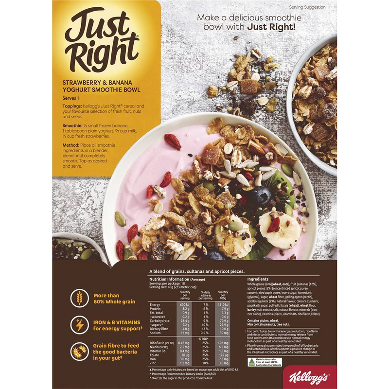 Kellogg's Just Right Apricot & Sultana Breakfast Cereal 740g