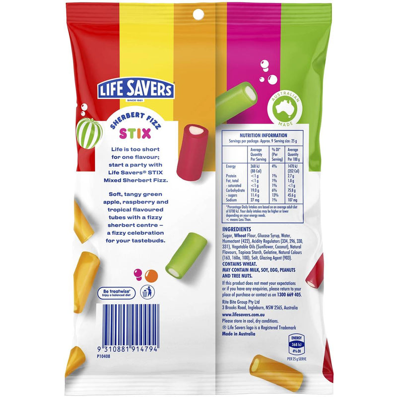 Lifesavers Mixed Sherbert Fizz Stix 200g