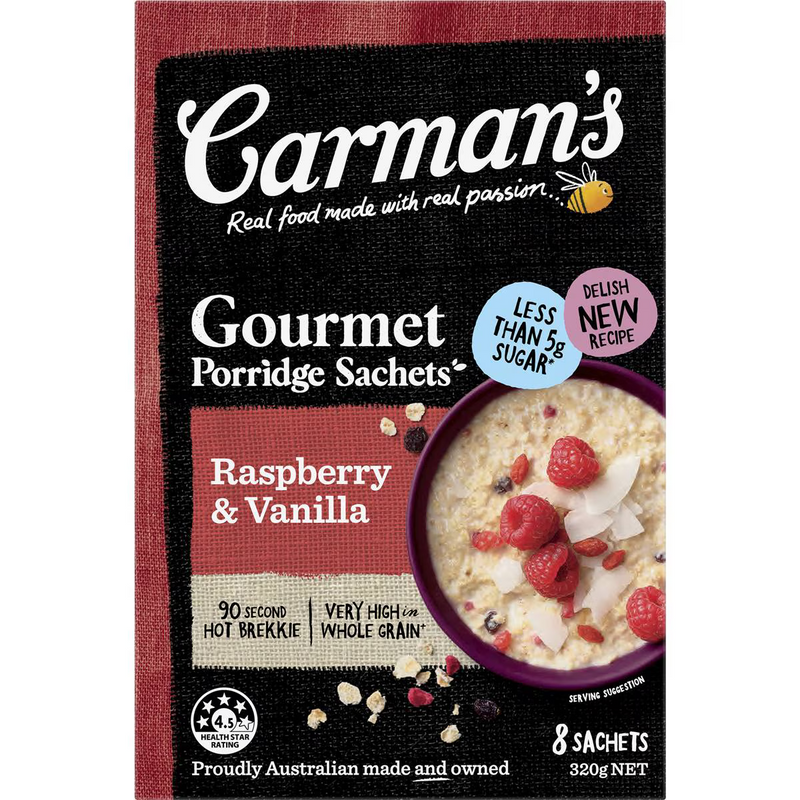 Carman's Porridge Sachets Raspberry & Vanilla 320g