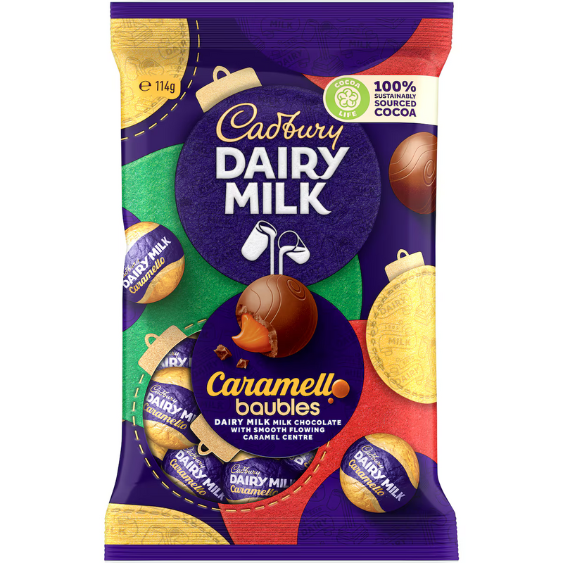 Cadbury Dairy Milk Chocolate Caramello Christmas Baubles 114g