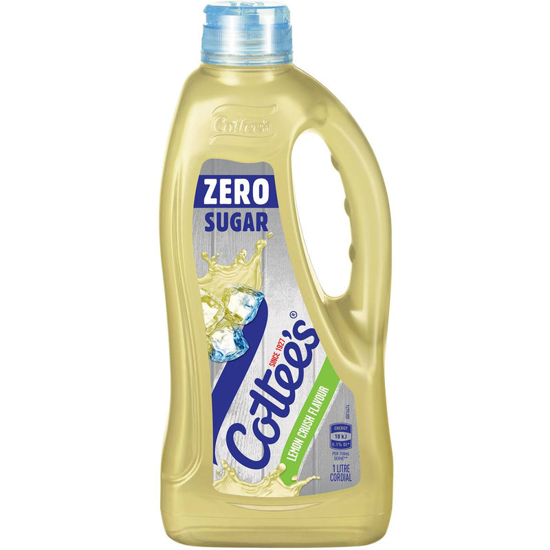 Cottee's Zero Sugar Lemon Crush Cordial 1L