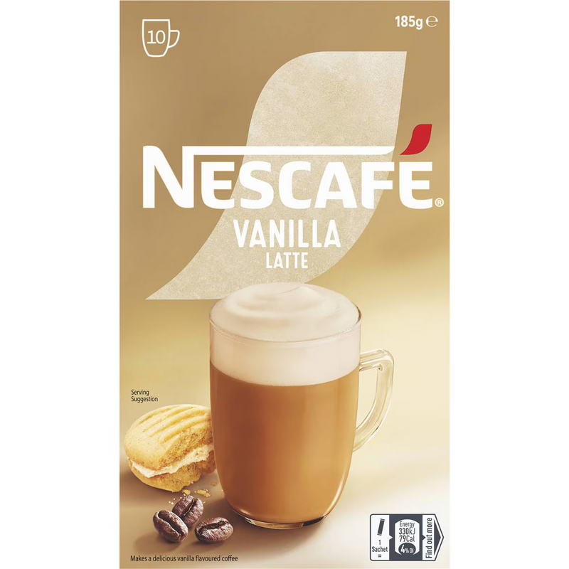 Nescafe Vanilla Latte Coffee Sachets 10 Pack 185g