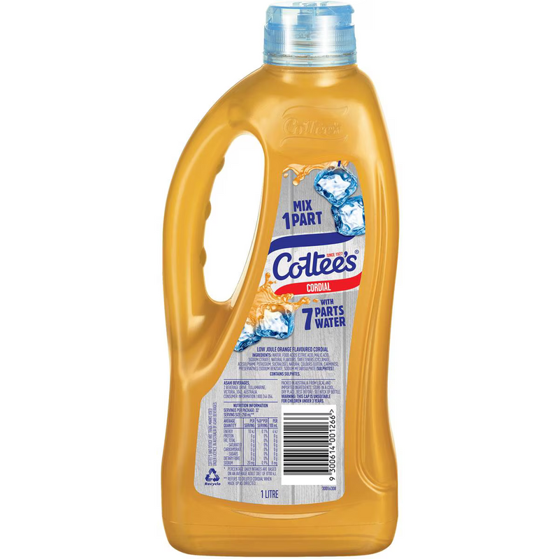 Cottee's Zero Sugar Orange Crush Cordial 1L