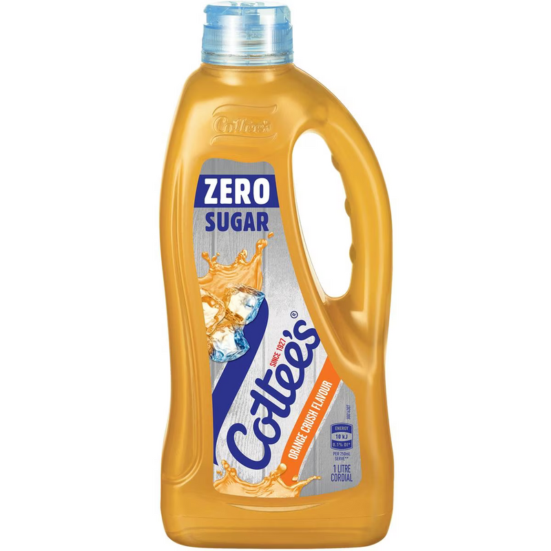 Cottee's Zero Sugar Orange Crush Cordial 1L