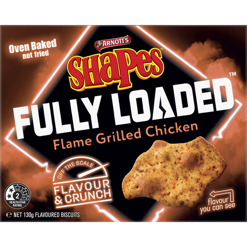 Arnott's Shapes Fully Loaded Flame Grilled Chicken 130g