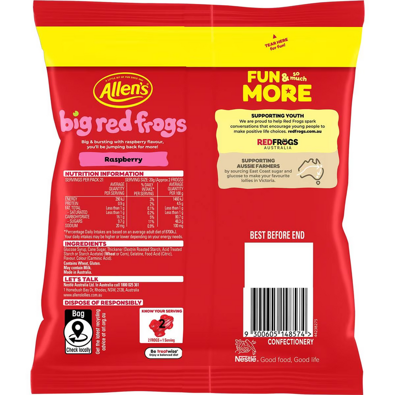 Allen's Big Red Frogs Lollies Family Size Bag 420g