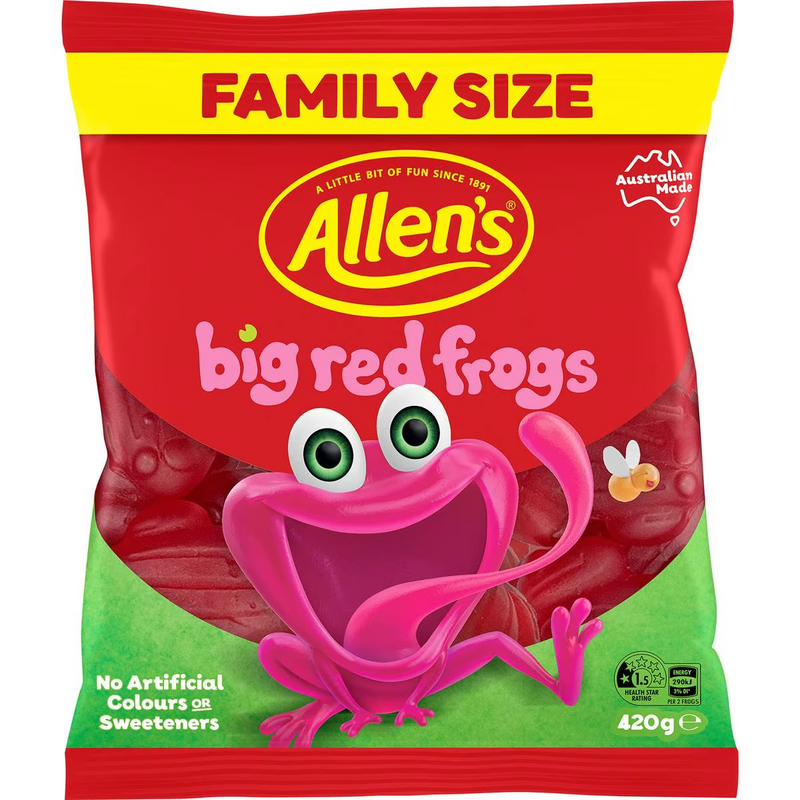 Allen's Big Red Frogs Lollies Family Size Bag 420g