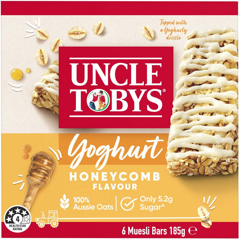 Uncle Tobys Muesli Bars Yoghurt Strawberry Flavour 6 Pack 185g