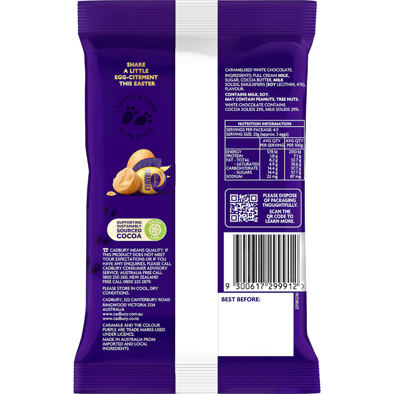 Cadbury Caramilk Easter Chocolate Eggs Bag 113g