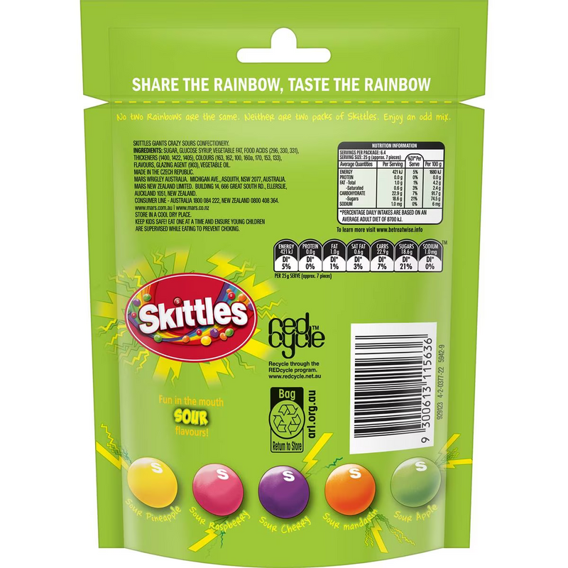 Skittles Giants Sour Chewy 160g