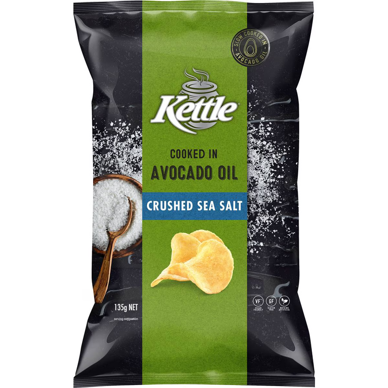 Kettle Chips Cooked In Avocado Oil Crushed Sea Salt 135g