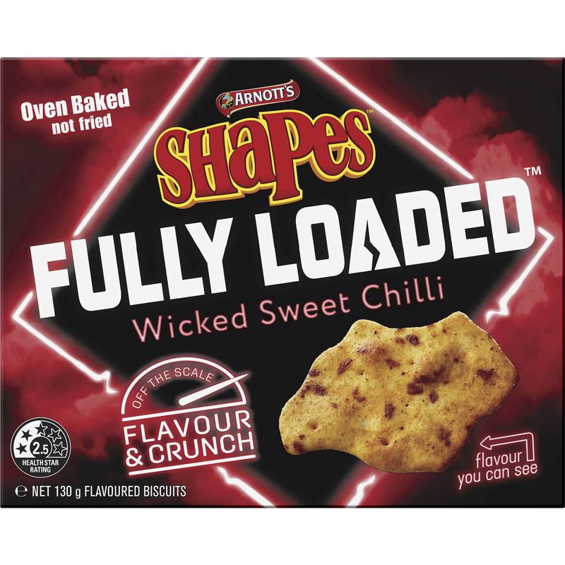 Arnott's Shapes Fully Loaded Wicked Sweet Chilli Cracker Biscuits 130g