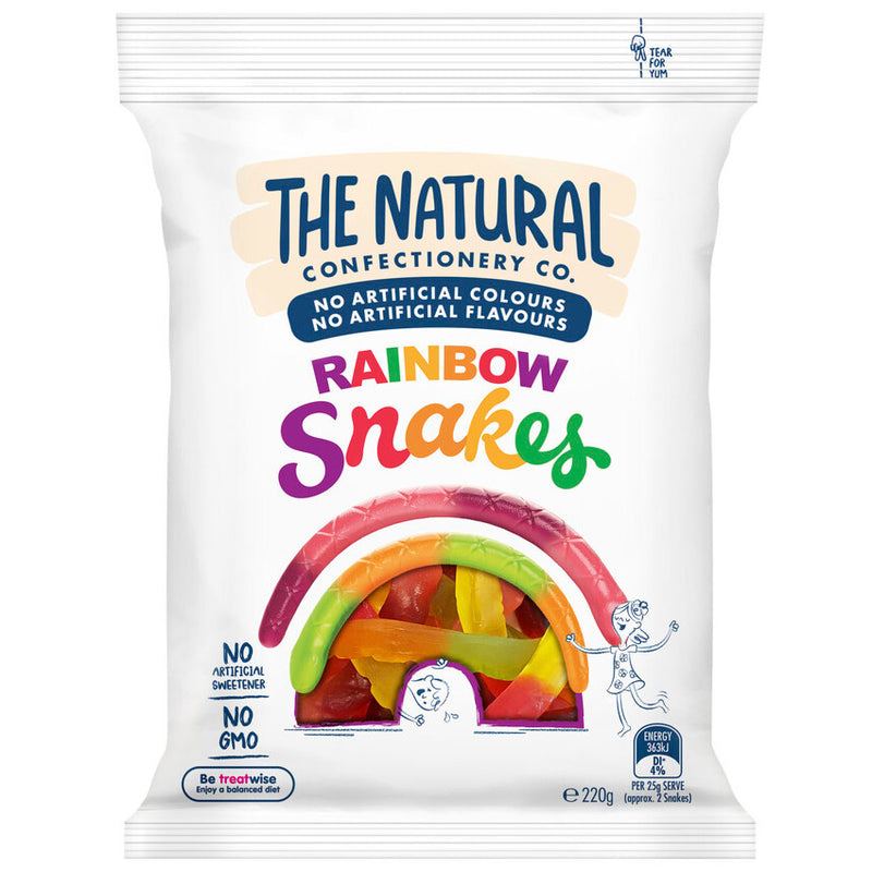 The Natural Confectionery Co. Rainbow Snakes Lollies 220g