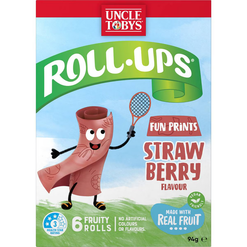 Uncle Tobys Roll-ups Strawberry 6 Rolls 94g