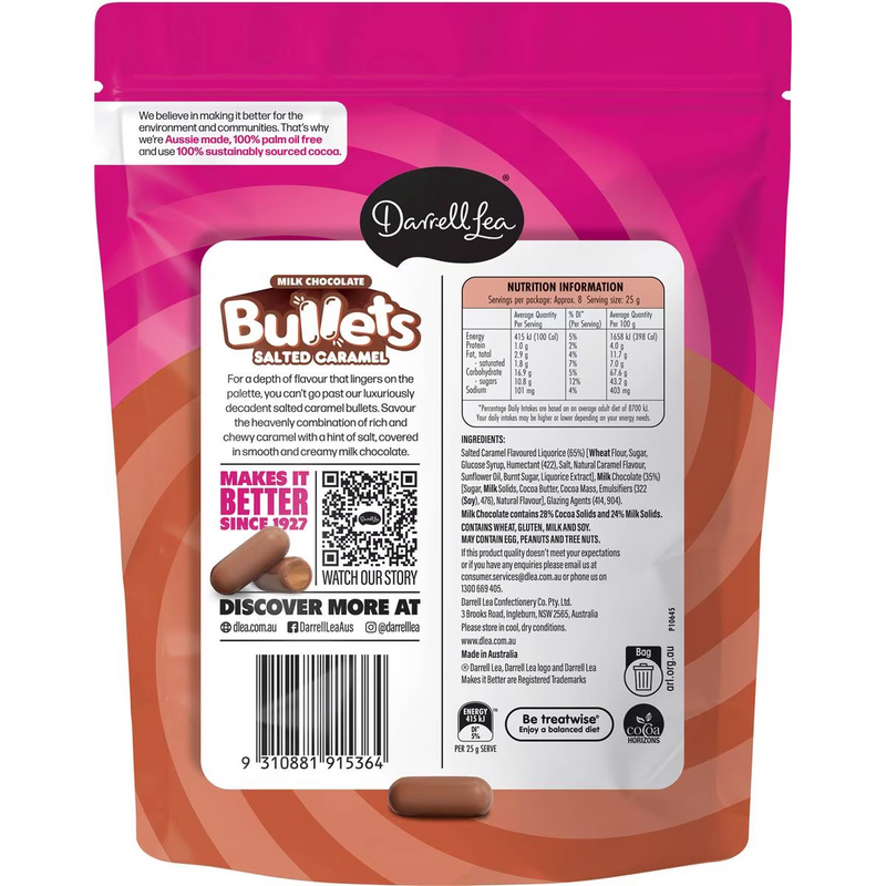 Darrell Lea Bullets Salted Caramel 200g