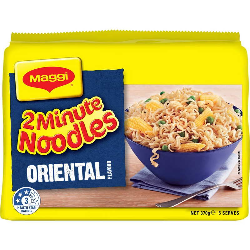 Maggi 2 Minute Oriental Instant Noodles 5 Pack 370g