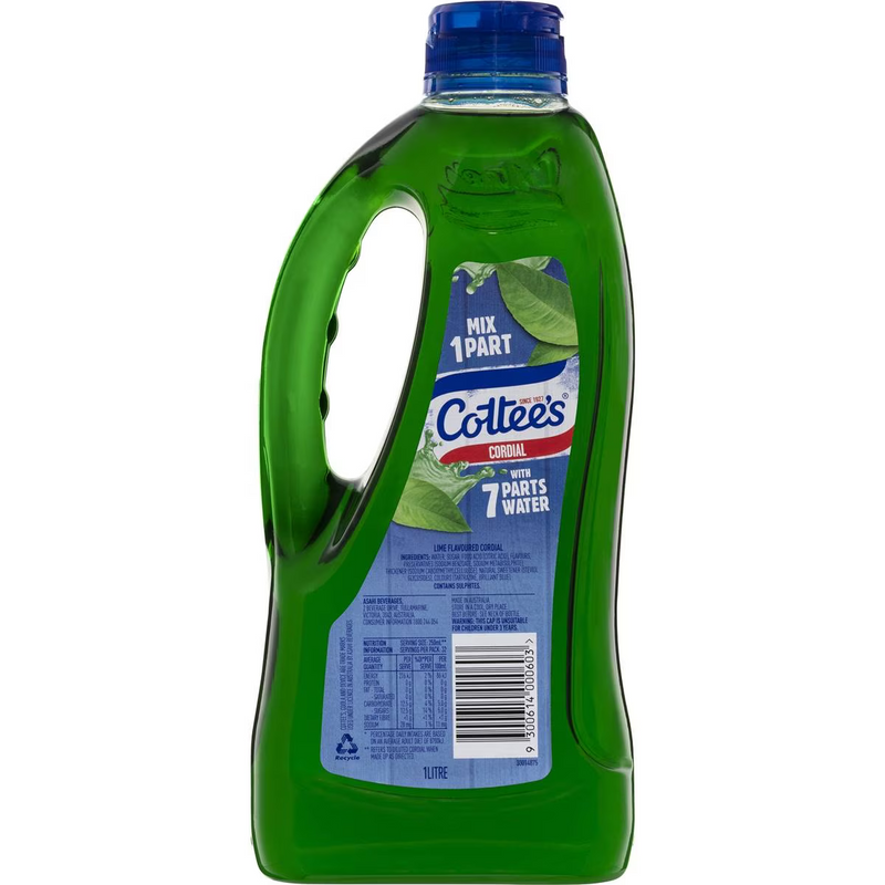 Cottee's Lime Coola Green Cordial 1L