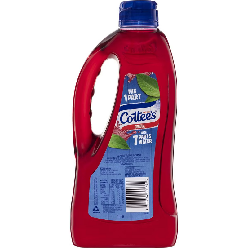 Cottee's Raspberry Raspberry Cordial 1L