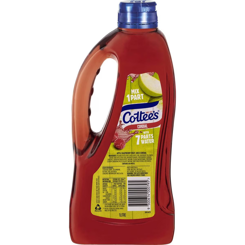 Cottee's Apple & Raspberry With 40% Fruit Juice Cordial 1L