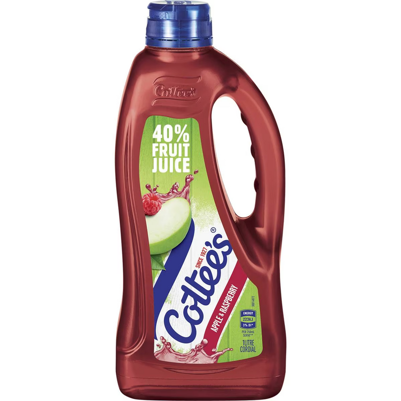 Cottee's Apple & Raspberry With 40% Fruit Juice Cordial 1L