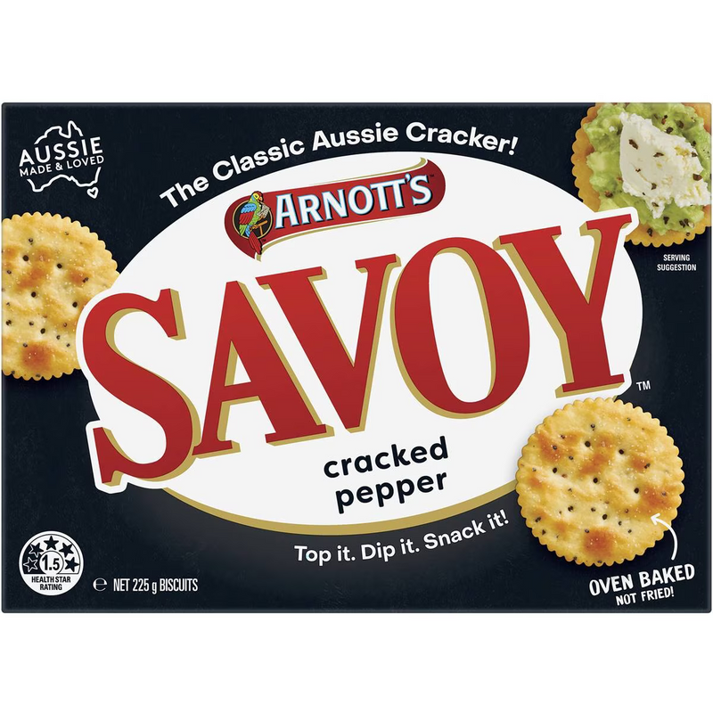 Arnott's Savoy Cracked Pepper Crackers 225g