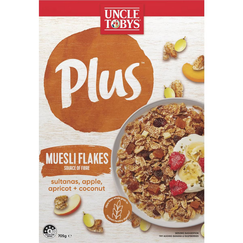 Uncle Tobys Plus Muesli Flakes Cereal 705g